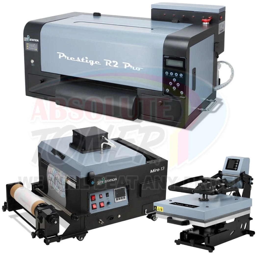$263.72/Month Prestige R2 PRO DTF Printer A3 (Dual Epson i1600 Print Heads) Including Digirip Software, Miro 13 DTF Powder Shaker With Oven Purifier And A3 Prisma Palette Heat Press