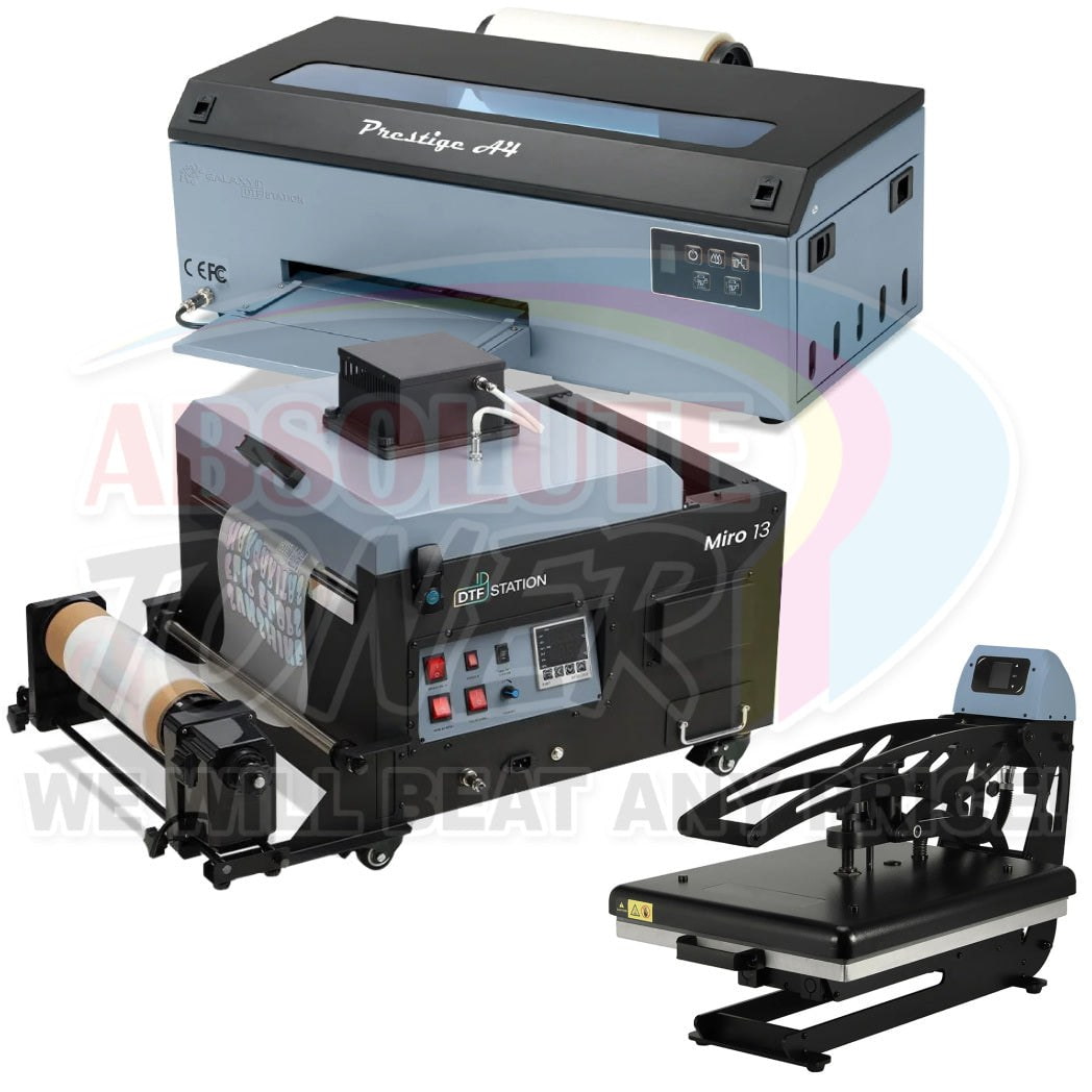 Absolute Toner $178.46/Month Prestige A4 DTF Printer 110V Including Miro 13 DTF Powder Shaker With Purifier And Prisma Auto Clam Slider GS-105HS DTF printer