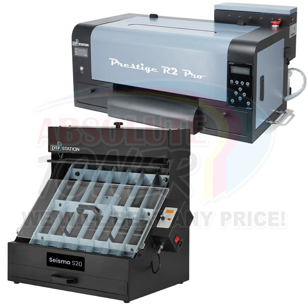 $229.63/Month (After $250 Saving) Prestige R2 PRO DTF Printer A3 (Dual Epson i1600 Print Heads) Including Digirip Software And Seismo S20 DTF Manual Powder Station