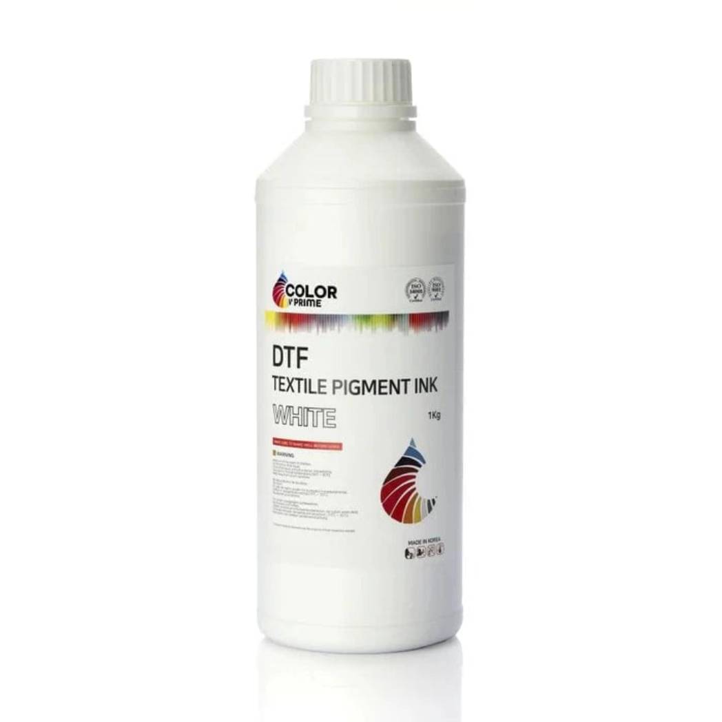 DTF STATION Color Prime DTF Ink Bundle for Prestige DTF Printers – Includes Cyan, Yellow, Magenta, and Black (C/M/Y/K) inks, plus 3 White inks, 13-inch DTF Transfer Film, and DTF Cleaning Solution.