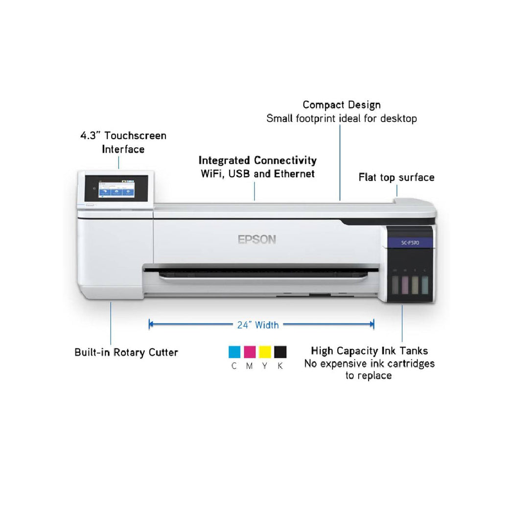 $49/month Epson SureColor F570 Dye-Sublimation Printer with 24-inch Roll feed And Manual Feed Tray