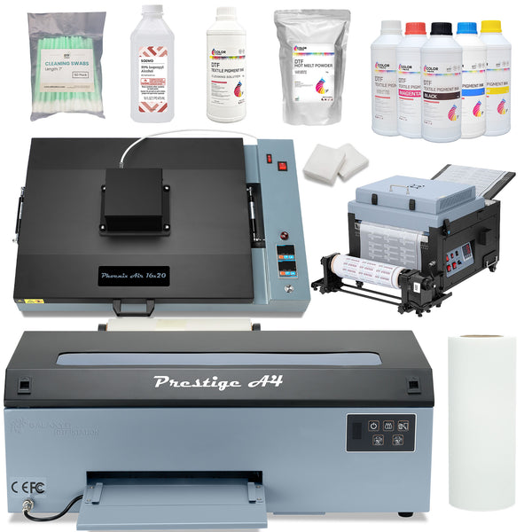 $135/Month SUPPLIES BUNDLE DTF Station Prestige A4 Roll DTF Printer 110V With 16x20" Inch (40x50cm) Curing Oven Phoenix Air And Miro 13 Max Shaker