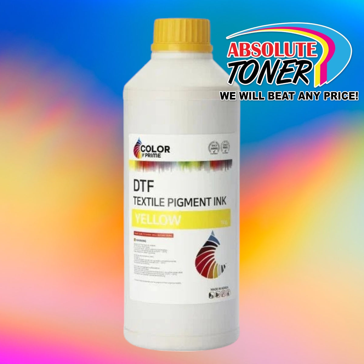 DTF STATION Color Prime DTF Ink Bundle for Prestige Printers – Cyan, Yellow, Magenta, Black, White, 13" DTF Transfer Film & Cleaning Solution