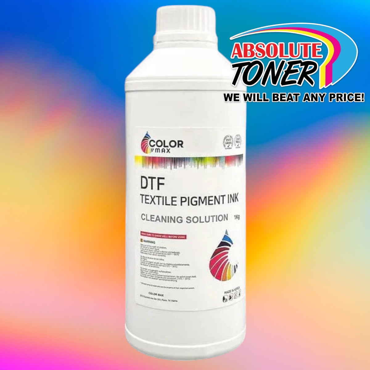 DTF STATION Color Prime DTF Ink Bundle for Prestige Printers – Cyan, Yellow, Magenta, Black, White, 13" DTF Transfer Film & Cleaning Solution