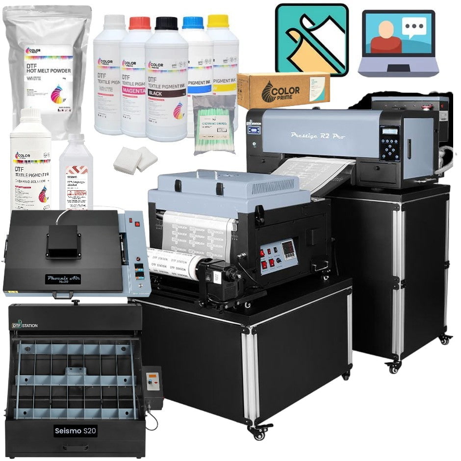 Absolute Toner New Prestige R2 PRO 13" Media Roll DTF Printer 110V A3 (Dual Epson i1600 Print Heads) - Includes Prestige R2 Pro DTF Printer, Startup Package and Compatible Machine Options DTF printer