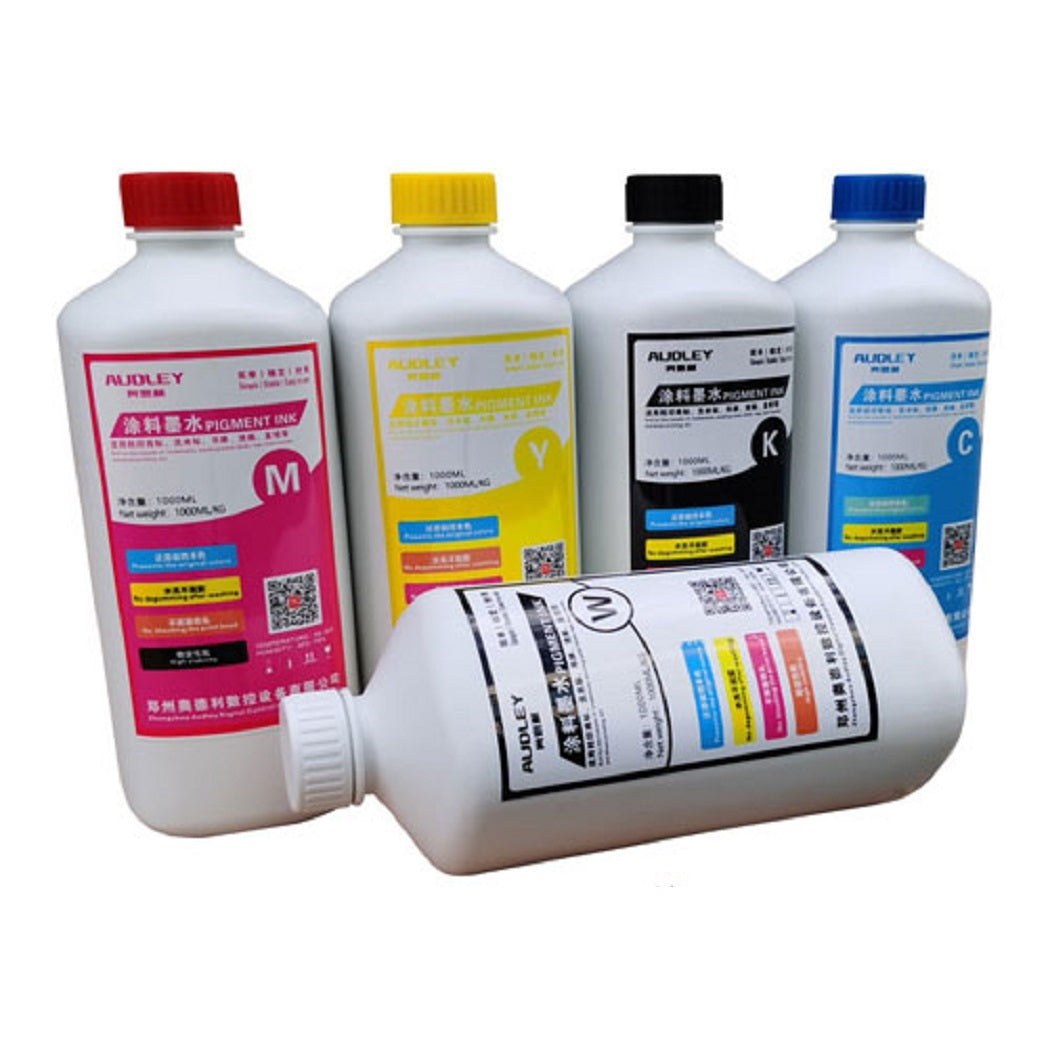 Audley Set of 5 (C, Y, M, B, W) 1 Liter Direct To Film (DTF) Ink