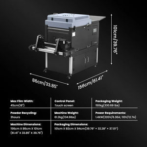 Absolute Toner DTF Station Miro 16 DTF 16" Automatic Powder Applicator, Shaker And Built-In Curing Oven 3-in-1 Powdering, Curing, and Air Purifying in One Machine