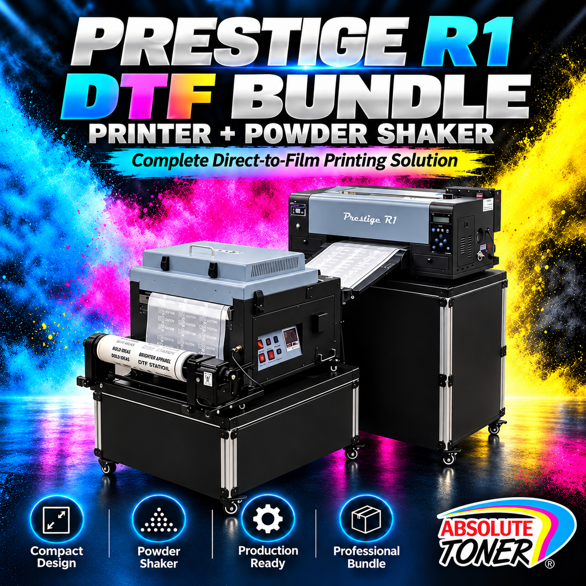 Absolute Toner From $99/month - New Prestige R1 13" DTF Printer Bundle - Includes Prestige R1 DTF Printer, Startup Package and Compatible Machine Options -MC DTF printer